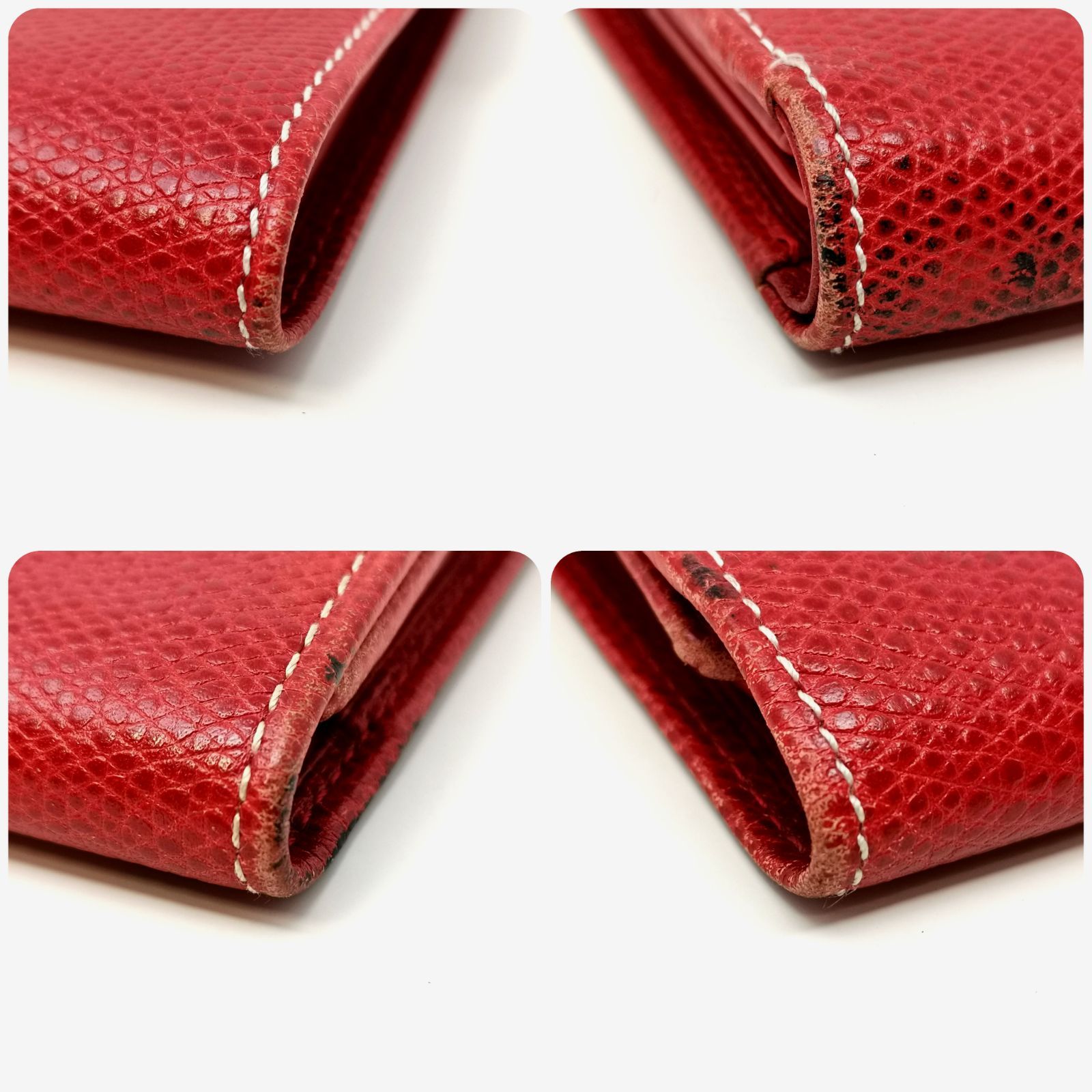 ロエベ エンボス加工 赤 三つ折り財布 【公式通販】