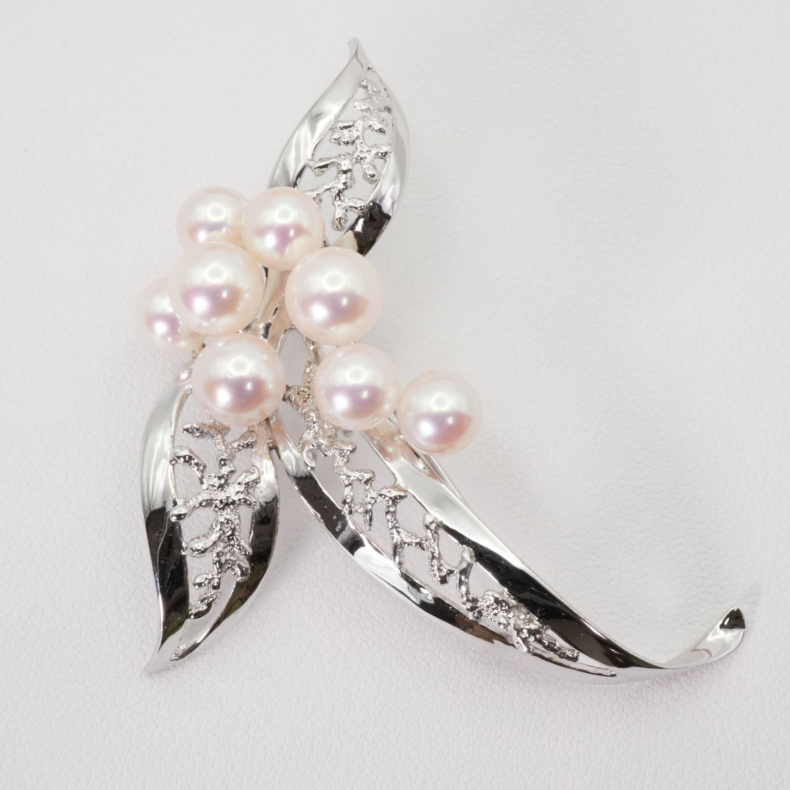 美品 ミキモト 透かし ブローチ NHK刻印 パール リボン/25-1373S