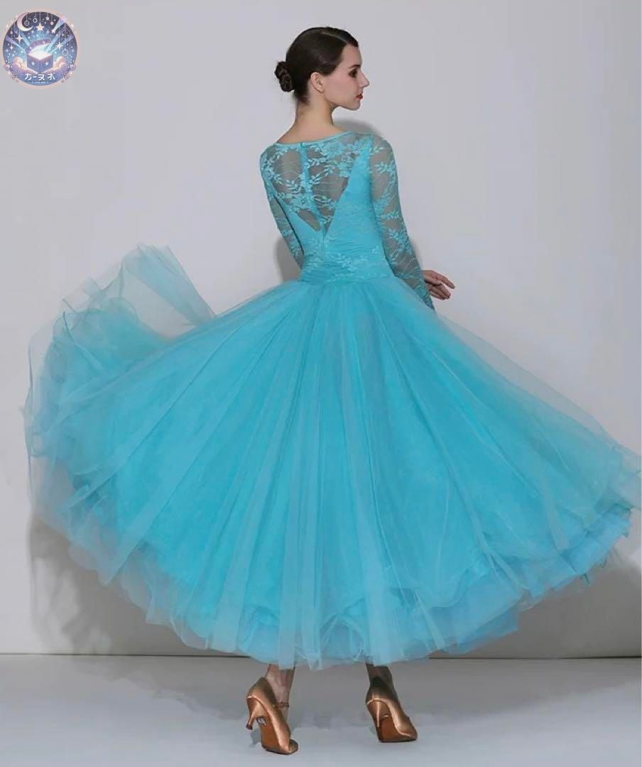 スタンダードドレス✨ダンスパーティーや発表会、デモにオススメ！ 花柄✦スタンダードドレス♪ワンピース練習着☆発表会、デモ