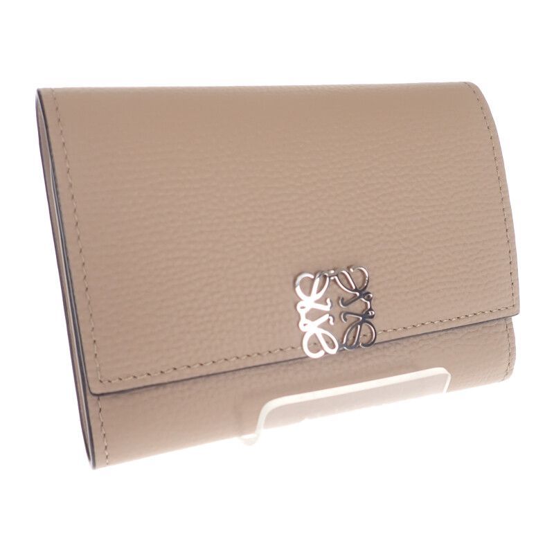 新品✨ロエベ アナグラム ペブル バーティカルウォレット スモール ベージュ ぺブル バーティカル ウォレット スモール（シャイニーナパカーフ