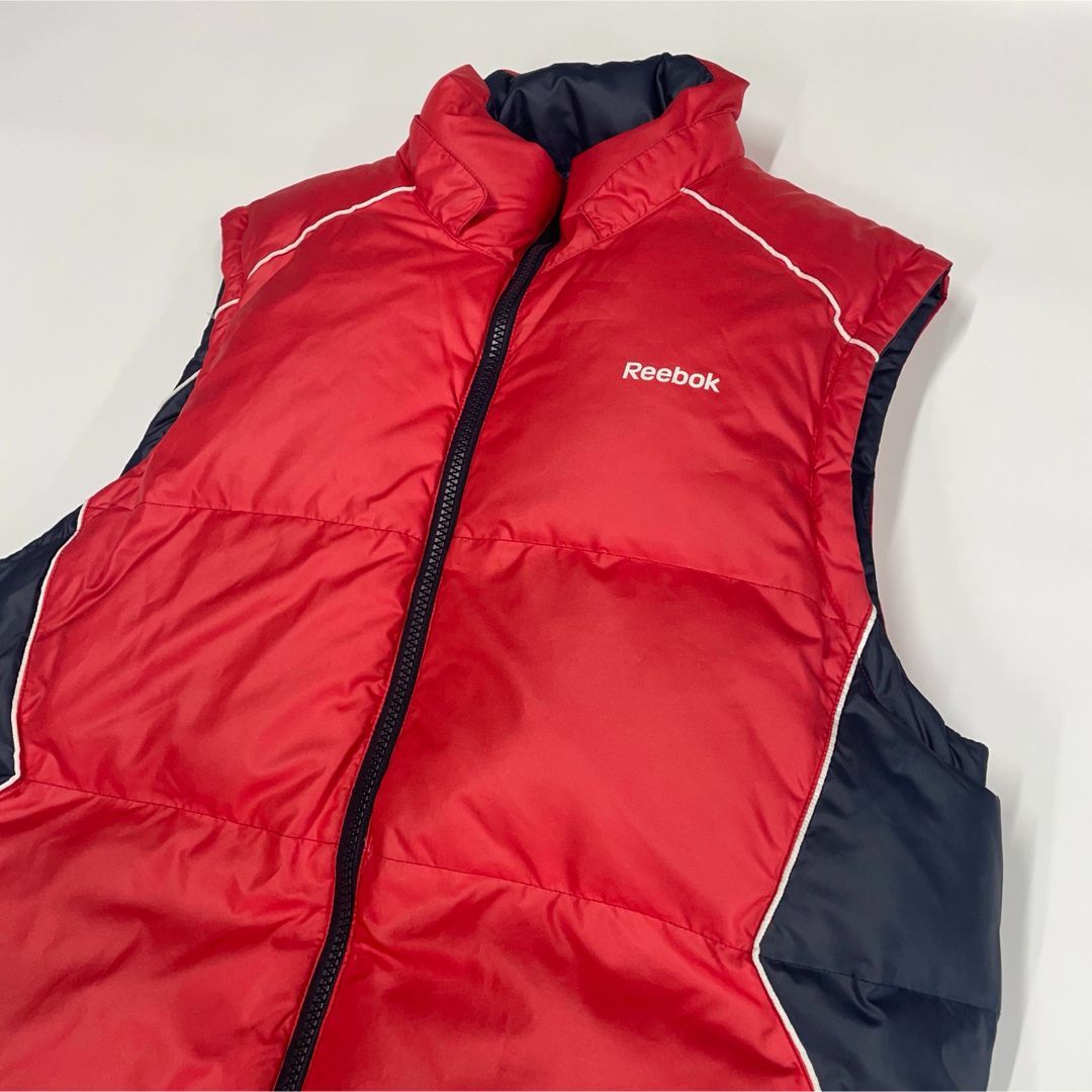 Reebok リバーシブル ダウンベスト ネイビー×レッド L - メルカリ