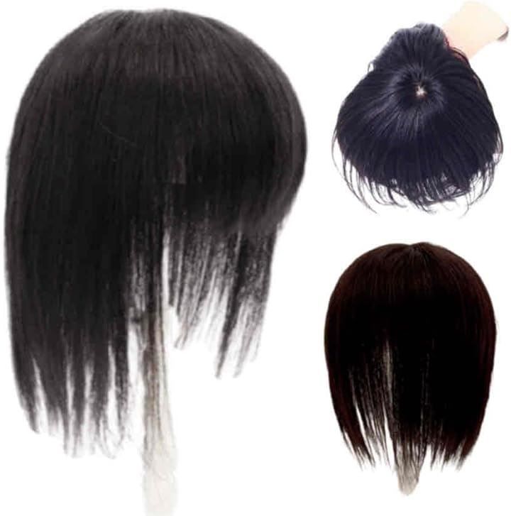 Wig Terrace 人毛100% 部分ウィッグ 広範囲人工スキン 12x12cm ボリュームアップ レディース つむじ 分け目 白髪隠し(ナチュラルブラック30)