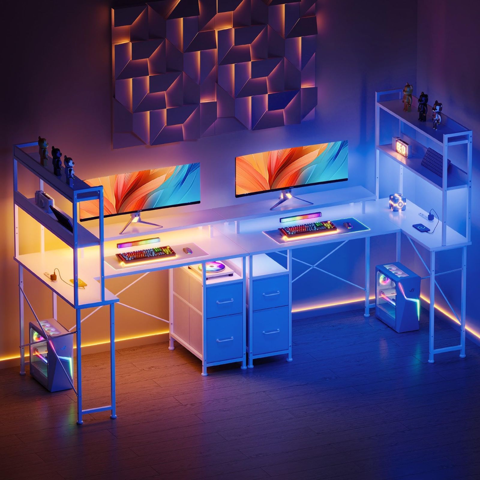 ゲーミングデスク 棚板高さ調節