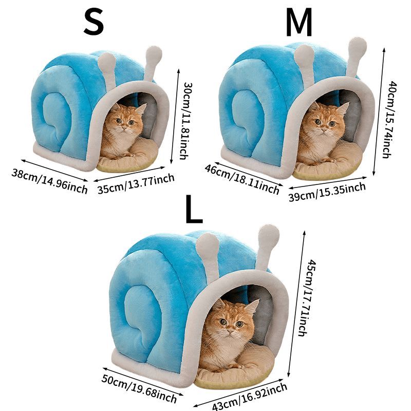 猫ベッド ポリエステル 猫用ベッド ペットハウス カタツムリ シェルデザイン 室内 ふわふわ ペット家具 小型犬 暖かい 快適 オールシーズン かわいい ポップ Lサイズ