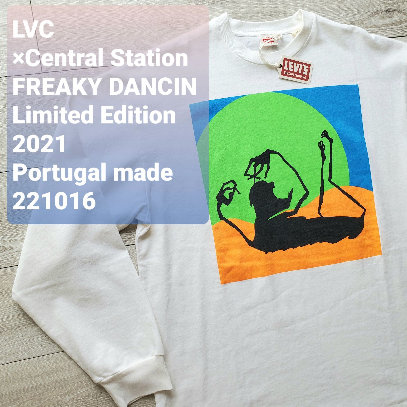 LEVIS VINTAGE CLOTHING リーバイス×Central Station×happy mondays■未使用 21年 500枚限定  ロンT 白 M 日本L 定価17600 長袖Tシャツ