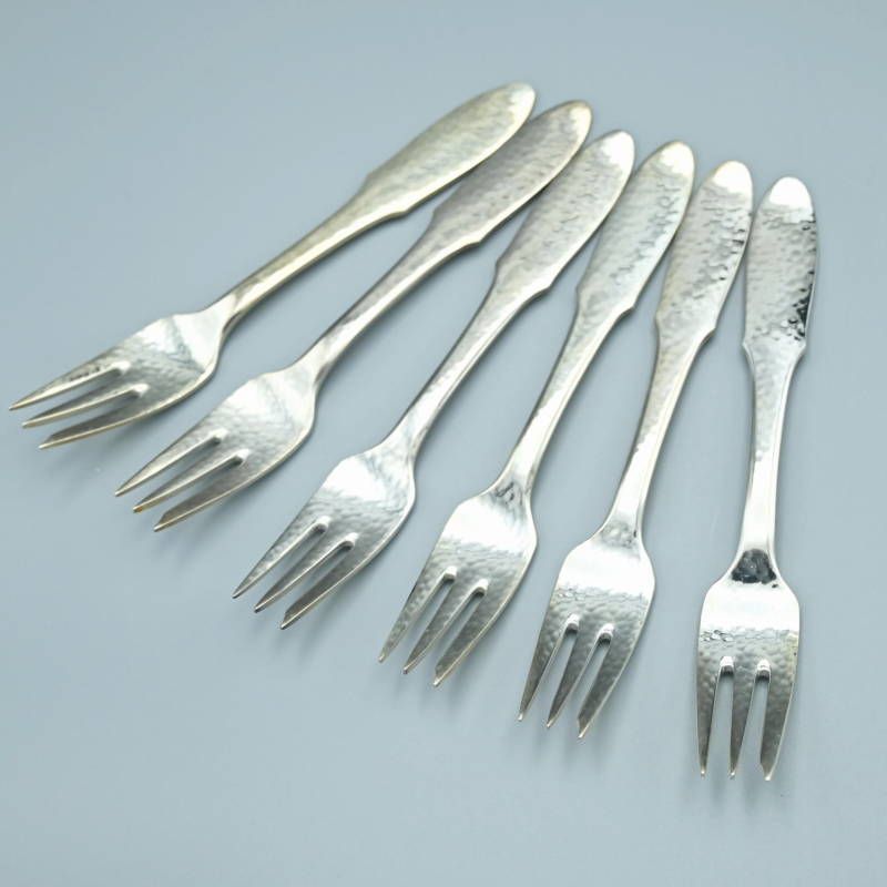 GEORG JENSEN ジョージジェンセン E.P.N.S. シルバープレート デザートフォーク スイーツフォーク カトラリー6点セット S10-k039