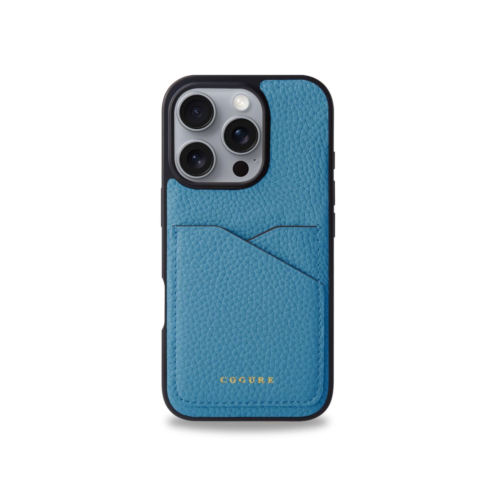 【在庫処分】コグレ iPhone16Pro ケース 本革 COGURE シュリンクカーフレザー カード入れ シンプル おしゃれ ギフトボックス付き COPC2 シアン