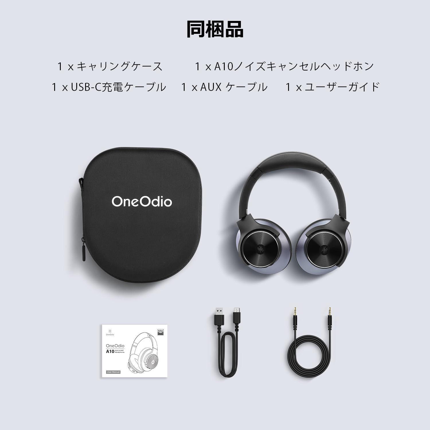 スマホ/家電/カメラ【色: 黒x紺】OneOdio A10 ワイヤレスヘッドホン アクティブノイズキ
