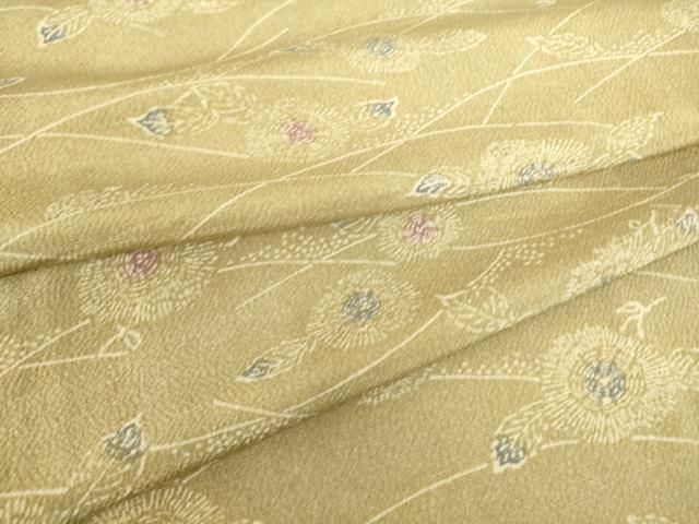 平和屋着物▽上質な小紋　単衣　型染め　草花文　鬼しぼ縮緬　正絹　逸品　DAAS0779az 平和屋着物▽上質な小紋 単衣 型染め 草花文 鬼しぼ縮緬 正絹 逸品