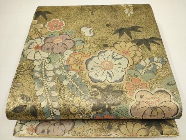 平和屋着物▽佐賀錦 六通柄袋帯 辻が花 金糸 正絹 逸品