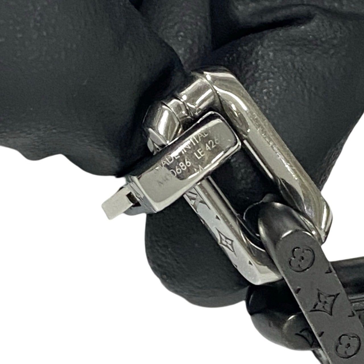 極 美品 箱 袋付 ルイヴィトン モノグラム ブレスレット シルバー ブラック 極 美品 希少品 箱 袋付き LOUIS VUITTON ルイヴィトン モノグラム