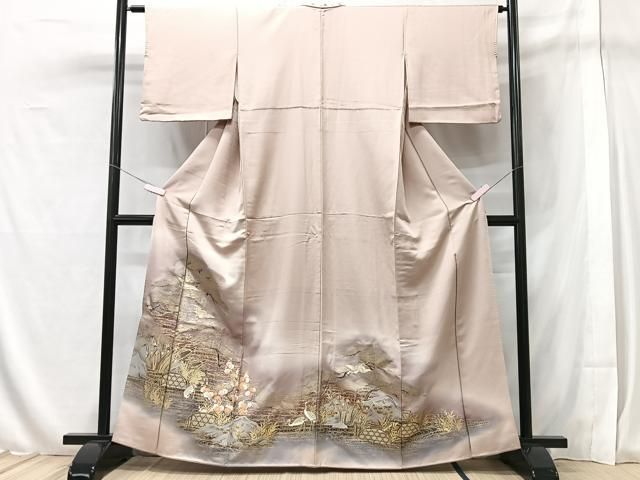 平和屋着物○豪華色留袖 駒刺繍 飛鶴浜松文 暈し染め