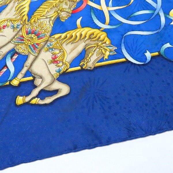 エルメススカーフ　カレ90　LUNA PARK 遊園地　メリーゴーランド　青 エルメス スカーフ 90 カレ HERMES LUNA PARK 遊園地