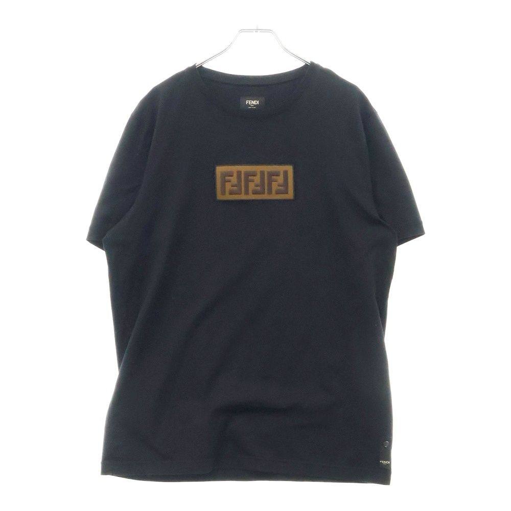 FENDI / FFボックスロゴパッチTシャツ/Tシャツ/M/コットン/BRW/FY0894 A28U FENDI (フェンディ) FFボックスロゴパッチ半袖Tシャツ 半袖カットソー