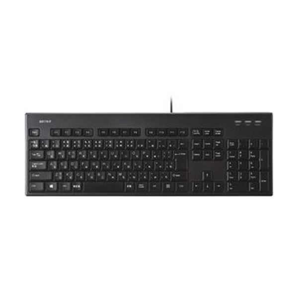 （まとめ）バッファロー USB接続有線フルキーボード 丸洗い対応 ブラック BS