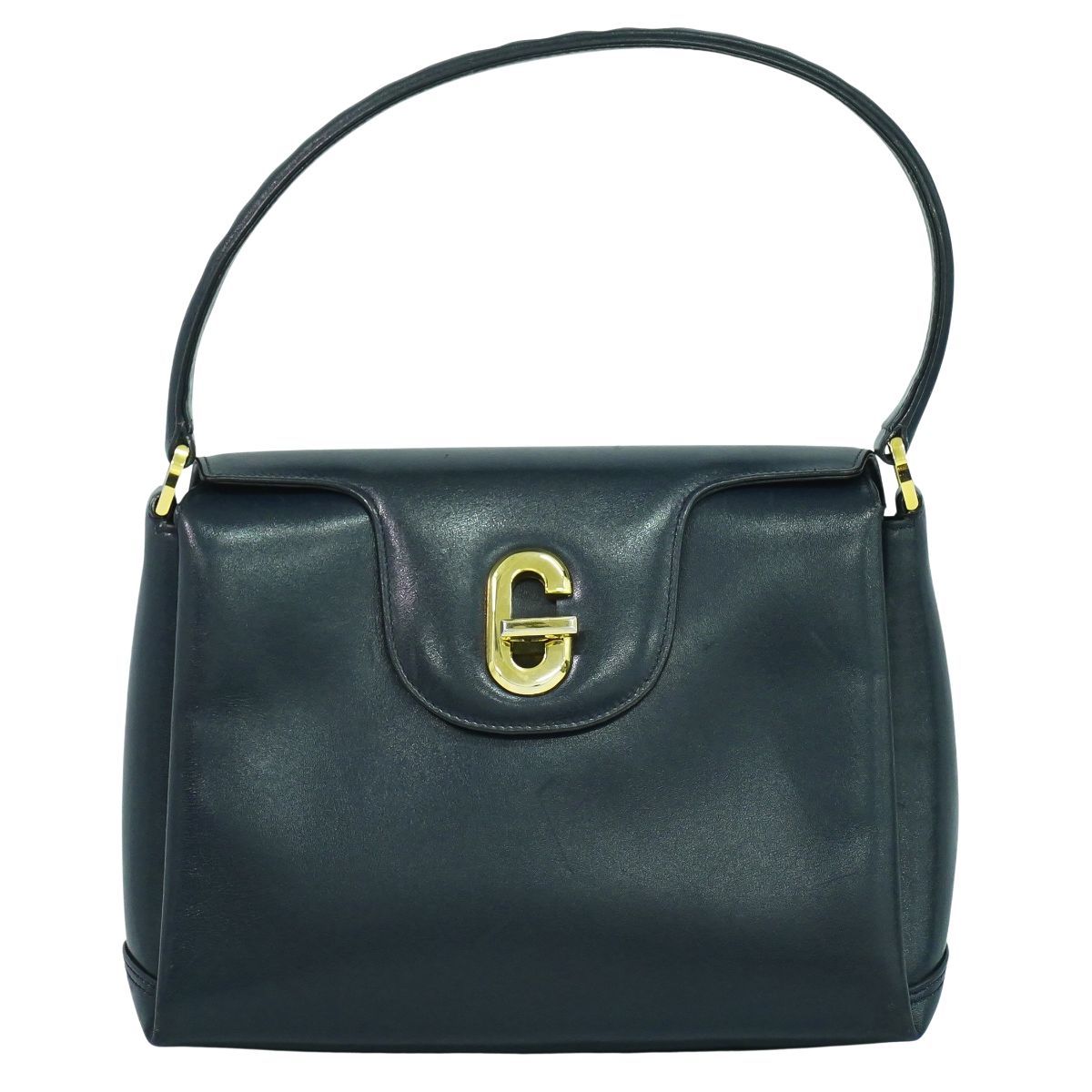 本物 グッチ GUCCI レザー ハンドバッグ ネイビー バッグ 中古 本物 グッチ GUCCI レザー ハンドバッグ ネイビー バッグ 中古