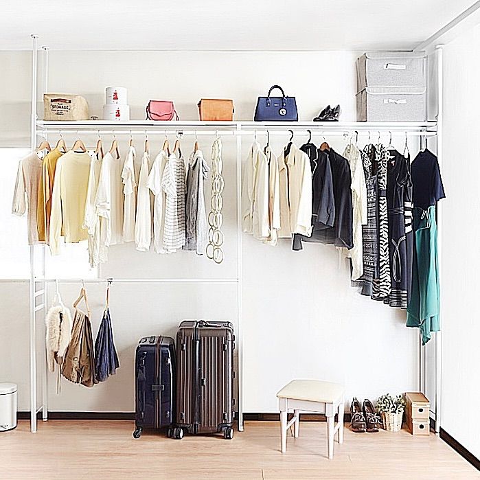 ツッパリ クローゼット ハンガーラック ホワイトハンガー ハイタイプ