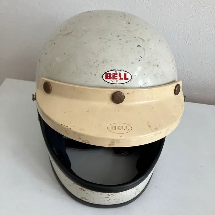 BELL STAR 120 ★ビンテージ 当時物 1970年代 XLサイズ 白 族ヘル Z1 Z2 CB GS バブ 純正 バイザーフルフェイス  ショベル 旧車 ベルスター