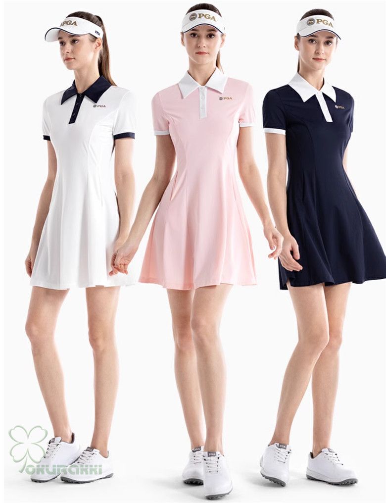 新品★FR2 ゴルフウェアワンピース レディースゴルフウエア ラインリブポロワンピース(ワンピース