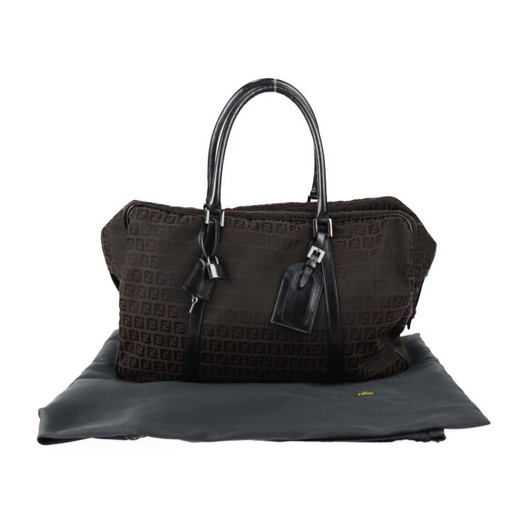 FENDI フェンディ ボストンバッグ 7VS002 キャンバス レザー ダーク 