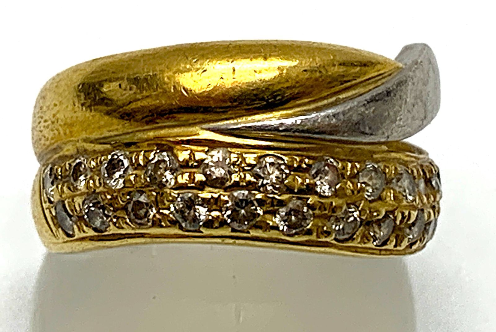 K18 ・ PT850 コンビ ダイヤモンド 総計 0.55ct リング 指輪