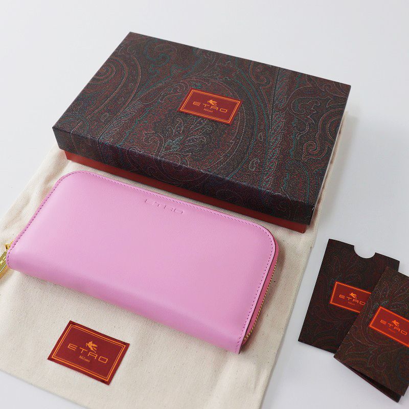ファッション小物 箱付き 良品 ETRO 長財布 ラウンドジップ エトロ