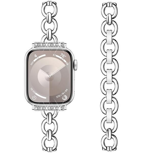 Aniaboho 互換アップルウォッチバンド 細身きらきらApple Watchバンド 46mm 45mm 44mm 49mm 42mm 金属製チェーンベルト 可愛いiWatch Series 10 9 SE 8 7 6 5 4 3 2 1 Ultra バンド