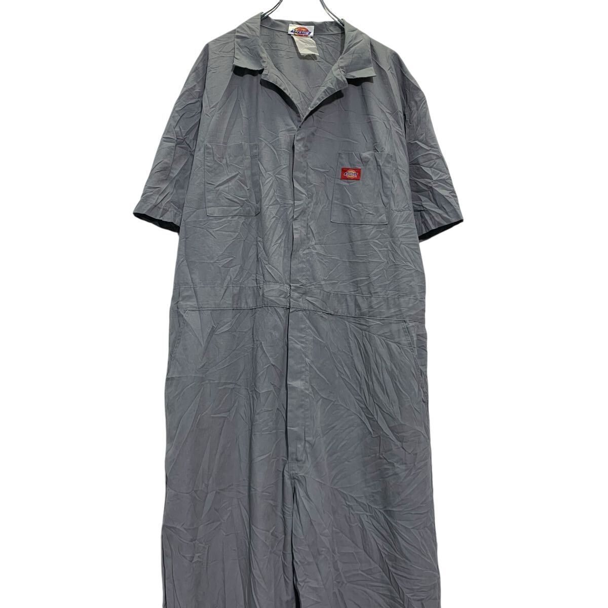 Dickies 半袖 つなぎ 3XL～ グレー ディッキーズ ジップアップ ビッグサイズ オールインワン ワークウェア 古着卸 アメリカ仕入 a703-5251