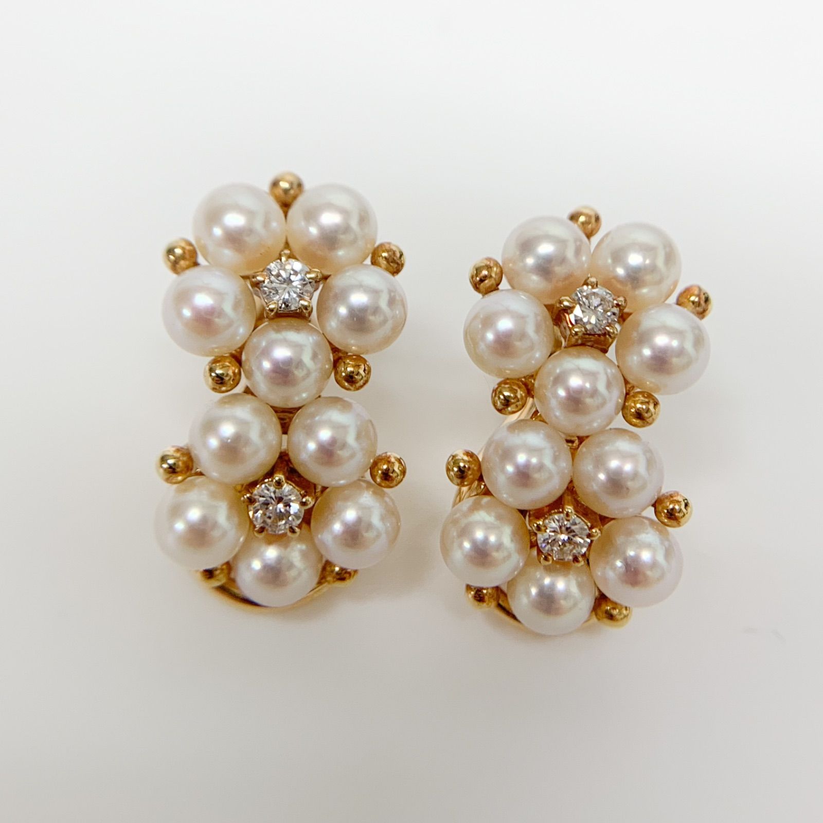 美品 MIKIMOTO ミキモト ピアス K18 パール ホワイトゴールド フック 