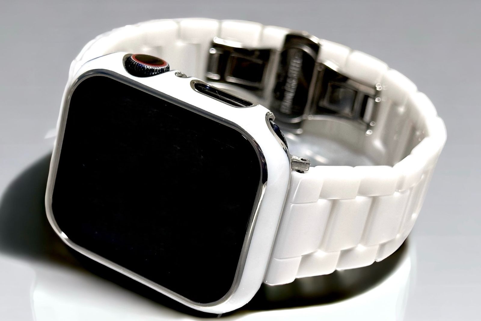 ホワイト アップルウォッチ セラミックベルト ステンレス カバー ケース 40mm 41mm 44mm 45mm 46mm 49mm Apple Watch バンド メンズ レディース スポーツ