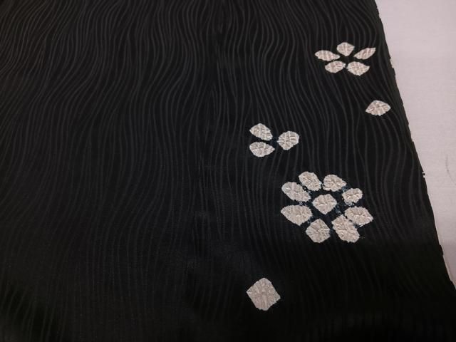 平和屋着物○訪問着 絞り 草花文 黒地 ますいわ屋扱い 正絹 逸品
