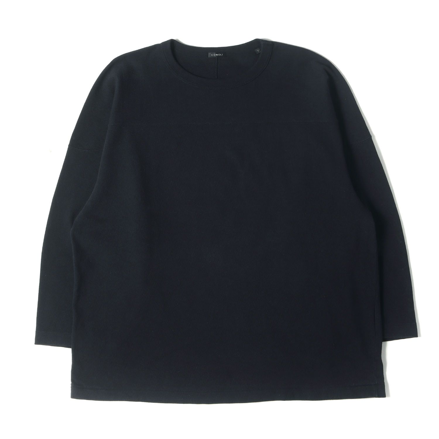 comoli コモリ フットボールt シャツ カットソー ブラック サイズ3