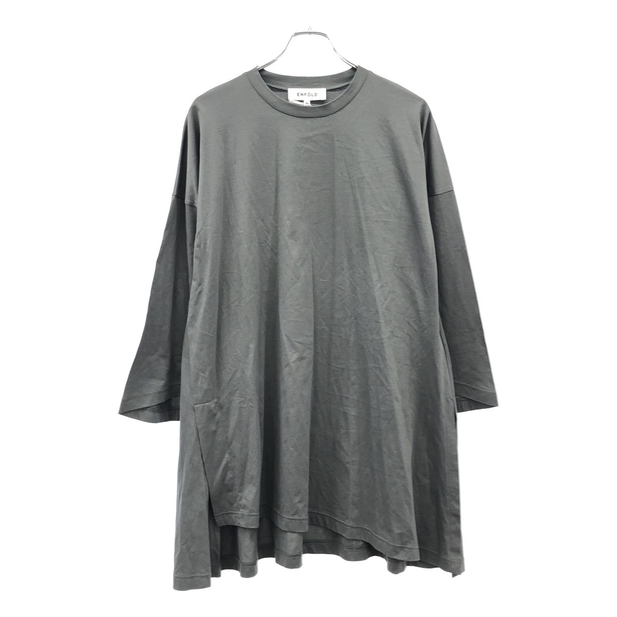 ENFOLD エンフォルド シルク ニット カットソー 半袖 グレー 38 エンフォルド ENFOLD カットソー Tシャツ シルク混 長袖 38