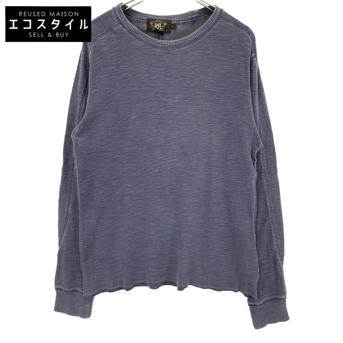 RRL ダブルアールエル ﾈｲﾋﾞｰ ｺｯﾄﾝ ｻｰﾏﾙ 長袖Tｼｬﾂ M