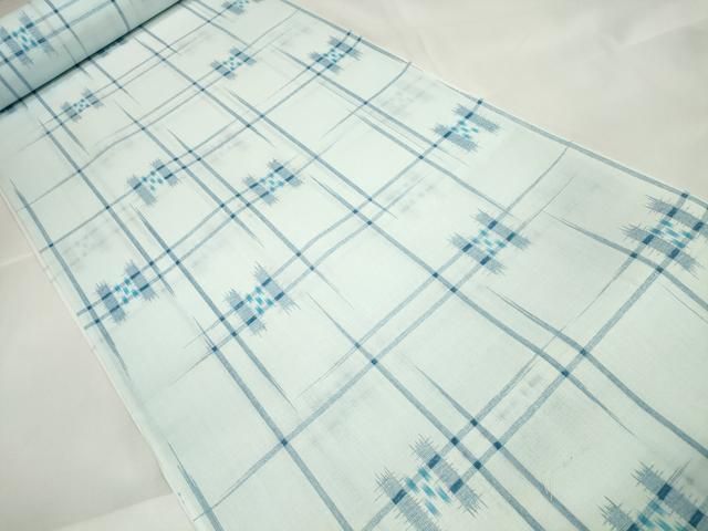 平和屋着物＊夏物 小紋 反物 着尺 格子 ♥ DAAW7444zzz