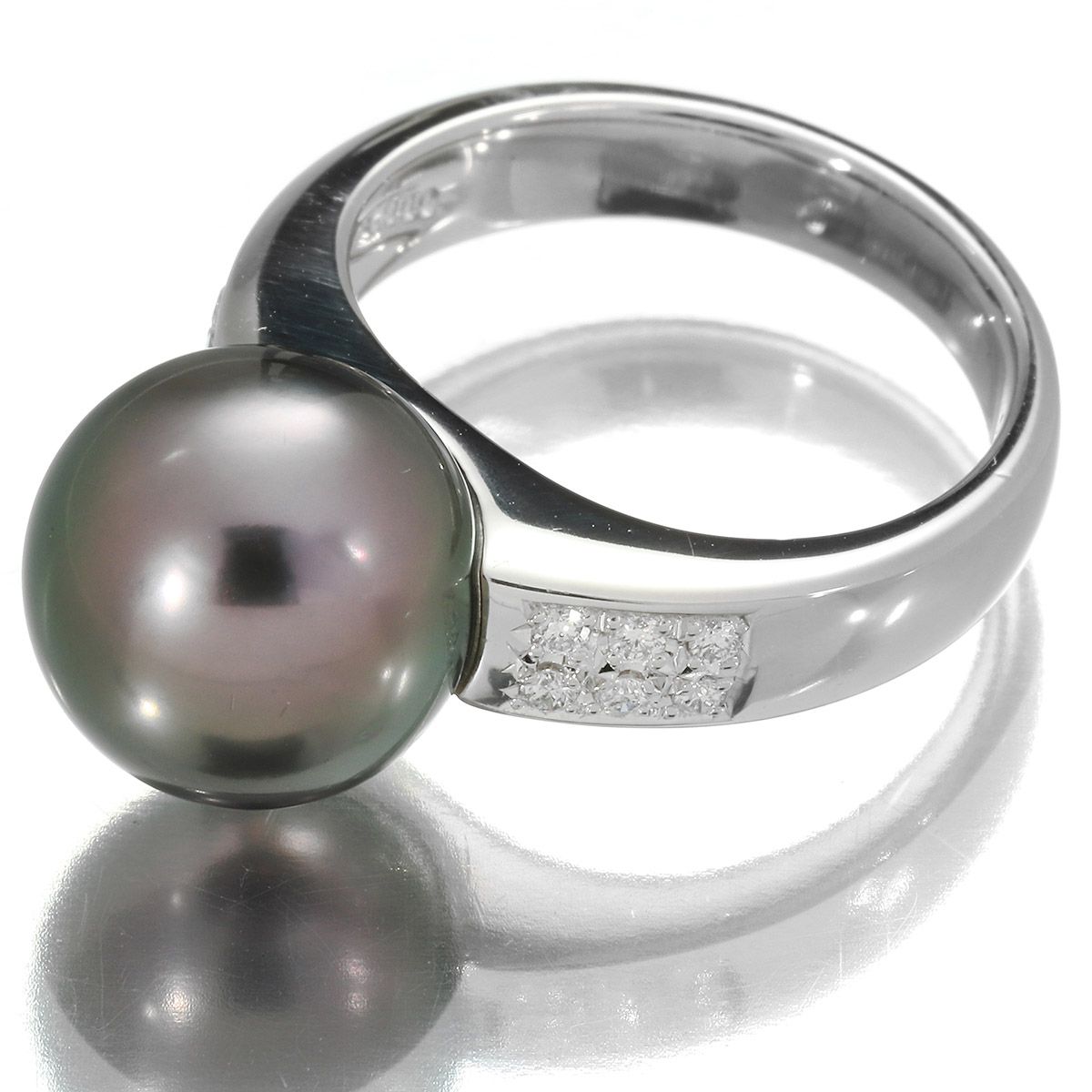 タサキ パール リング 指輪 黒蝶真珠 11.4mm ダイヤモンド Pt900 11号  