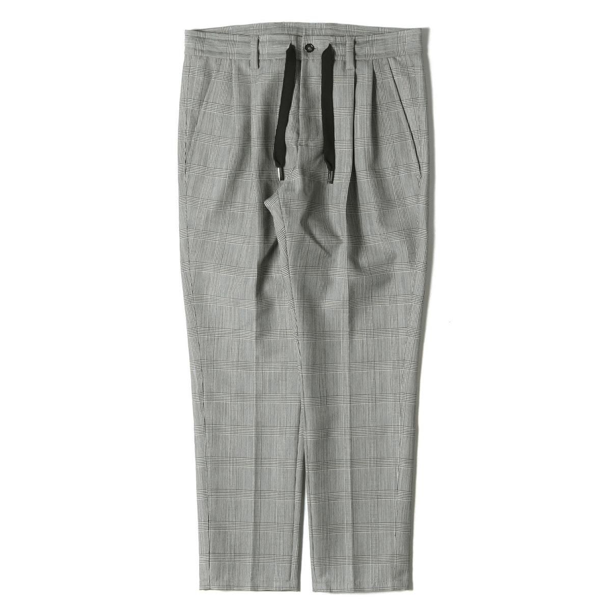 美品 DOLCEu0026GABBANA ドルチェu0026ガッバーナ パンツ ハウンドトゥースチェック 柄 ツータック ウール スラックスパンツ 21SS グレー 44 ボトムス ズボン シンプル ブランド フォーマル