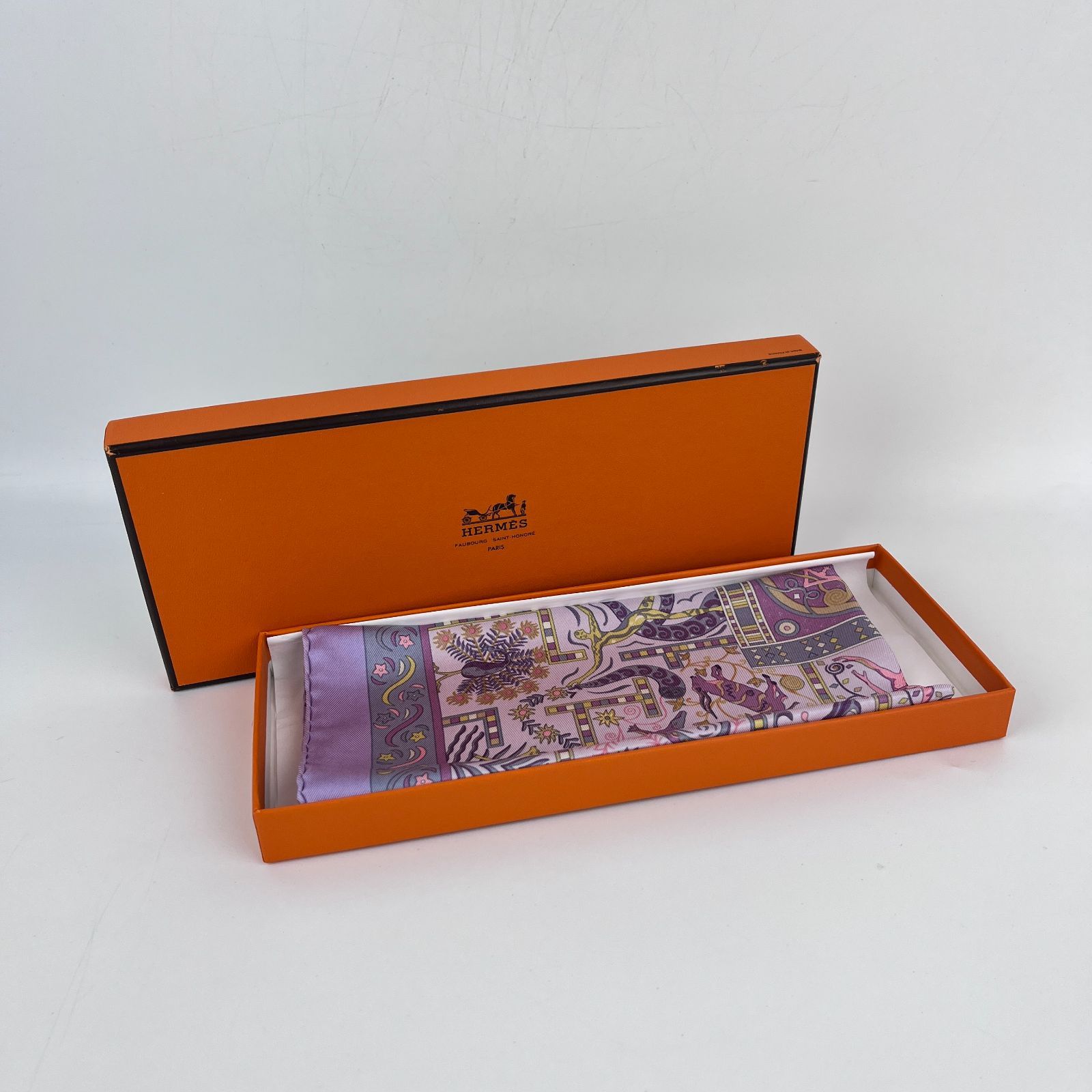 HERMES(エルメス) スカーフ美品 プチカレ⁄カレ45 ピンク×イエロー 