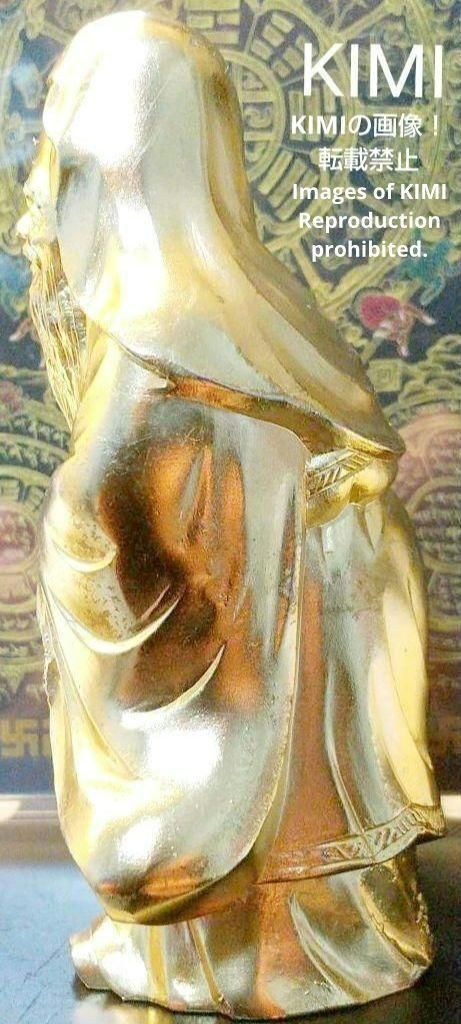 福禄寿 合金製（金メッキ/24金）高さ8.5cm 名仏師 牧田秀雲 原型 仏像 置物 仏教芸術 七福神 FUKUROKUJU Fukurokuju  Alloy Master Buddhist MAKITA Shuun Buddhist figurine