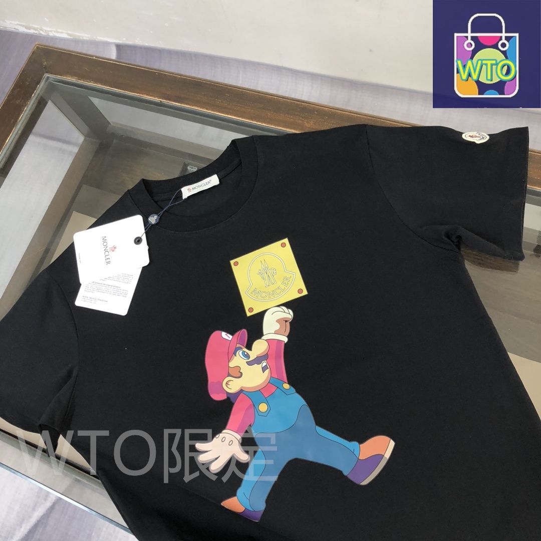 MONCLER ブラック 【夏限定価格】 本日限定特価】MONCLER 春夏 カップルTシャツ ブラック/ホワイト