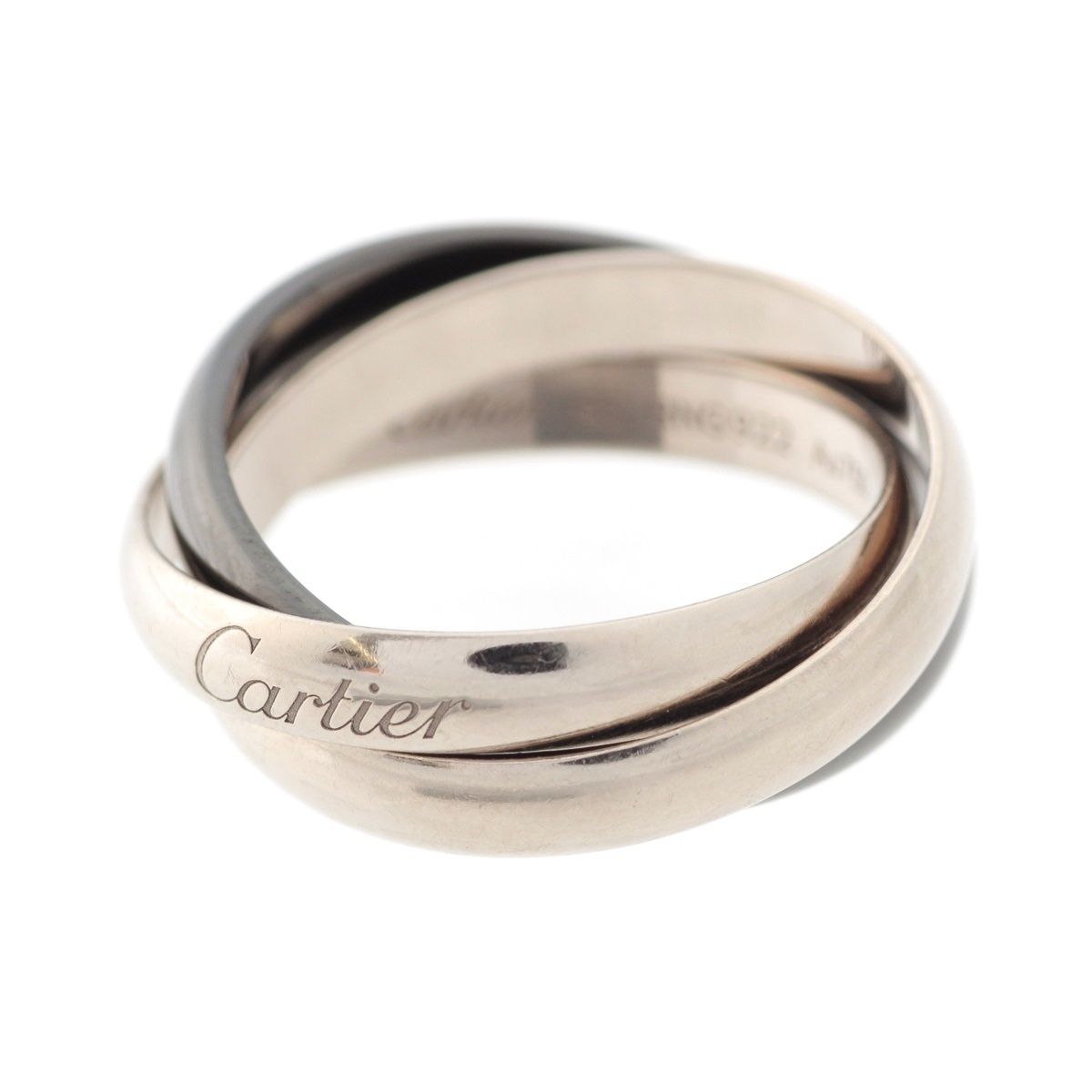 カルティエ トリニティ 3連 リング 指輪 ジュエリー 750WG×セラミック ホワイトゴールド ブラック 56 7.2g
