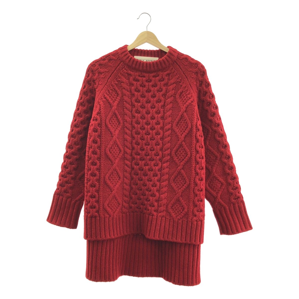 INSCRIRE | アンスクリア | ウール ケーブル プルオーバー ニット セーター | レッド | レディース