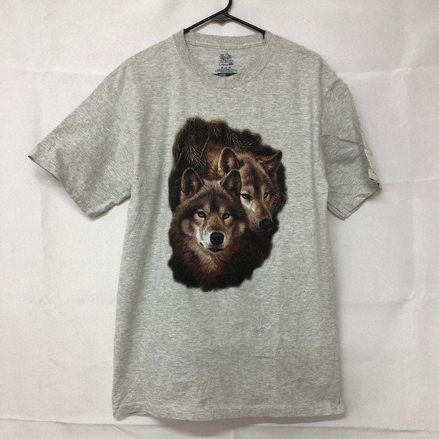 古着　アニマル　ウルフ　tシャツ 袖　フレアー　フリル　リメイク　US古着 古着 90s USA製 オオカミ ウルフ アニマル Tシャツ XL 古着