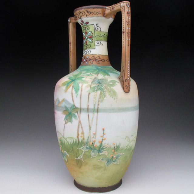 オールドノリタケ 盛り上げエジプト風景絵 花瓶 23cm - メルカリ