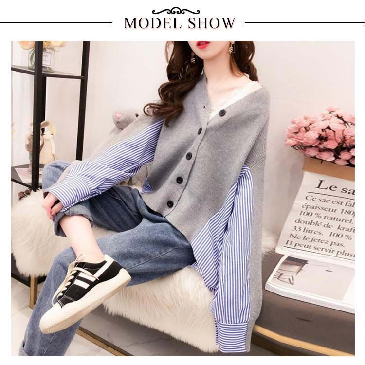 ドッキングニット カーディガン vネック トップス シャツ