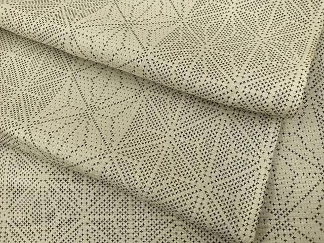 平和屋着物■上質なお召　麻の葉文様　逸品　未使用　BAAJ1914ow 平和屋着物▽上質なお召 単衣 麻の葉文様 正絹 逸品 CAAV0976ou