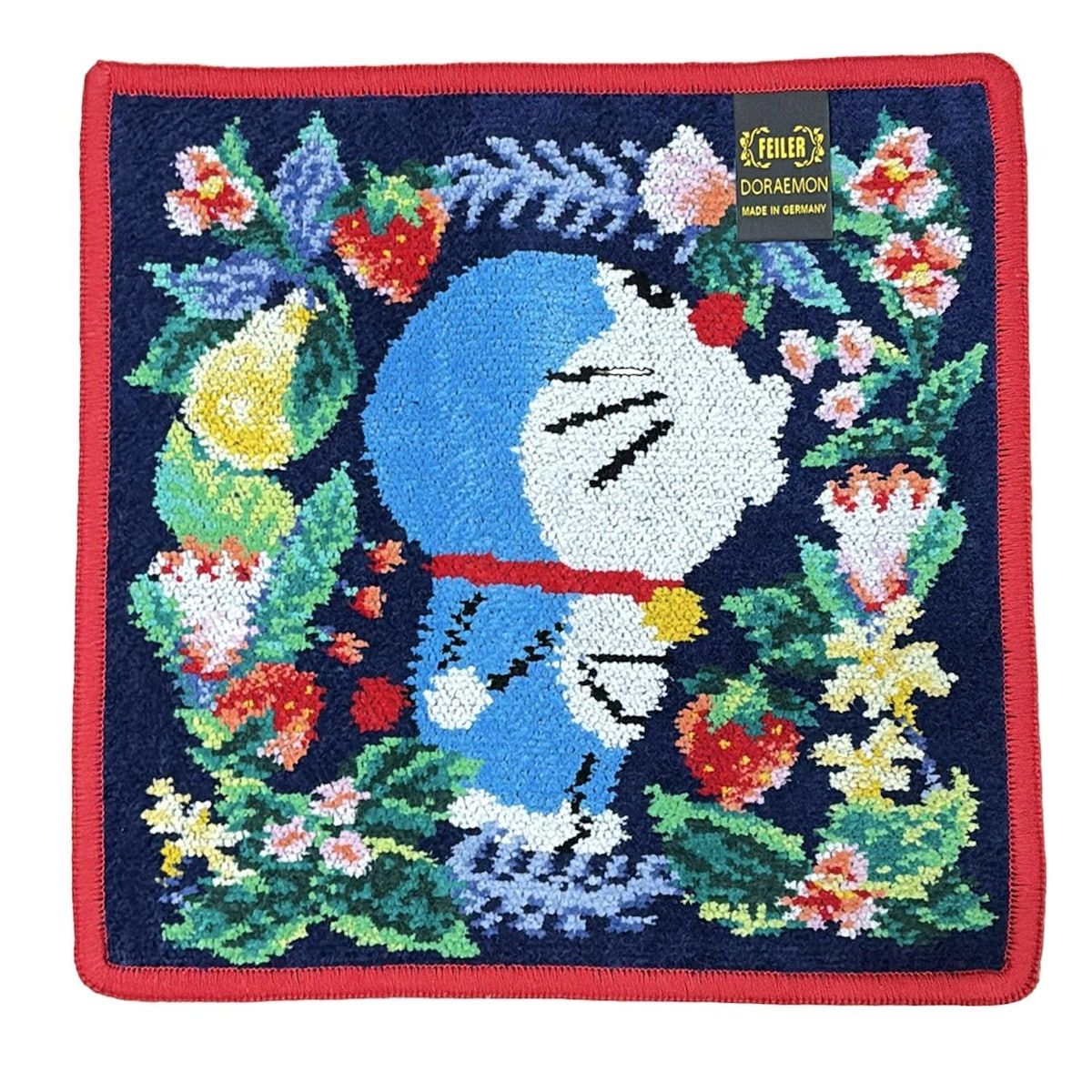 FEILER フェイラー 小物 - ダークネイビー×ブルー×マルチ ハンドタオル|ドラえもん|横顔|花柄 コットン