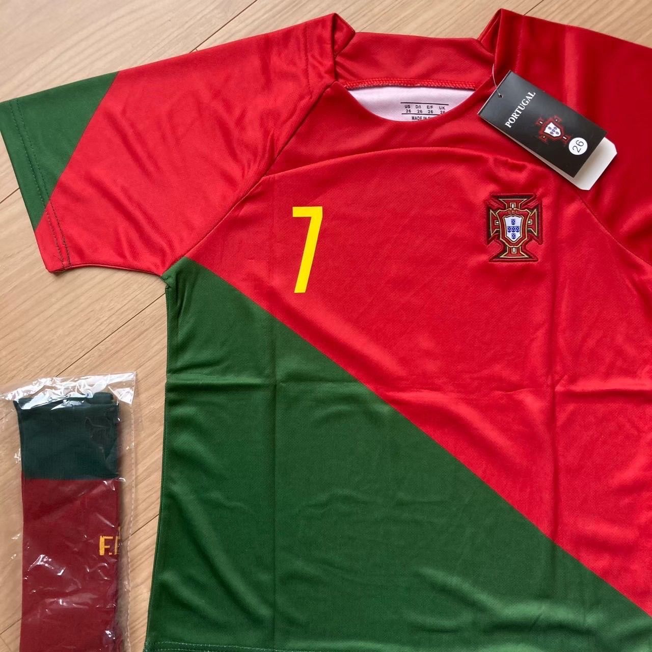 ポルトガル代表 クリロナ 150 赤緑 子供サッカーユニフォーム
