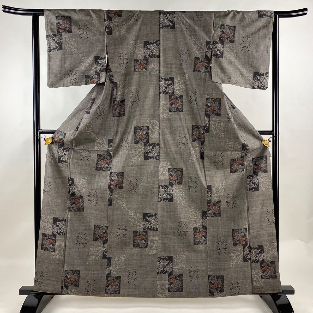 平和屋本店□極上 夏物 紗紬・長襦袢セット 格子柄 やまと誂製 半衿