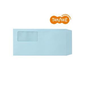 TANOSEE 窓付封筒 長3 80g|m2 ブルー 業務用パック 1箱 1000枚